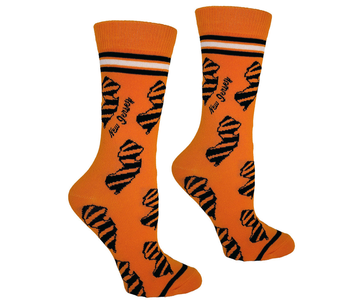 New Jersey Shapes in Orange and Tiger Stripes Womens Socks