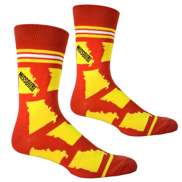 Missouri State Shapes in Red and Yellow Mens Socks