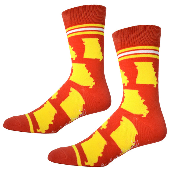 Missouri State Shapes in Red and Yellow Mens Socks