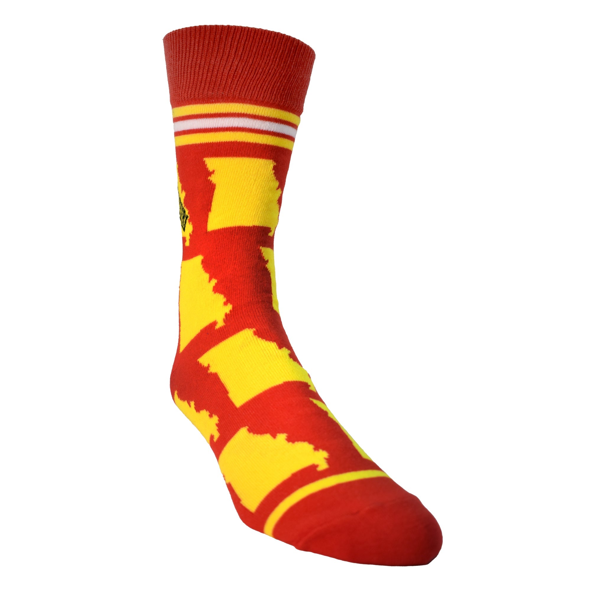 Missouri State Shapes in Red and Yellow Mens Socks