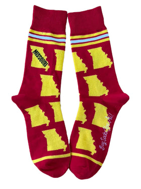 Missouri State Shapes in Red and Yellow Mens Socks