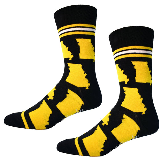 Missouri State Shapes in Black and Yellow Mens Socks