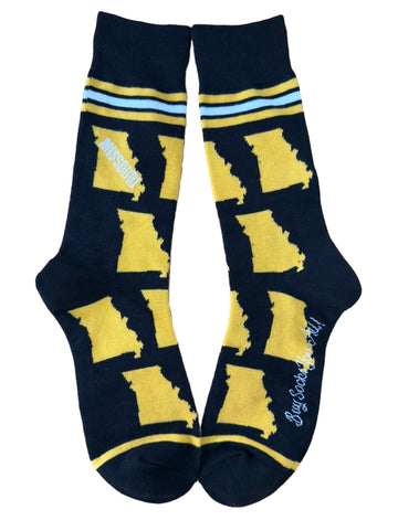 Missouri State Shapes in Black and Yellow Mens Socks