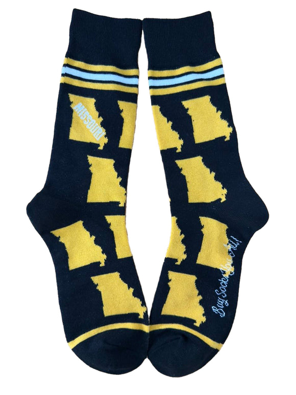 Missouri State Shapes in Black and Yellow Mens Socks