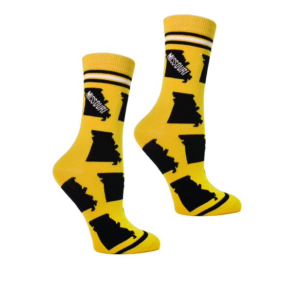 Missouri State Shapes in Black and Yellow Womens Socks