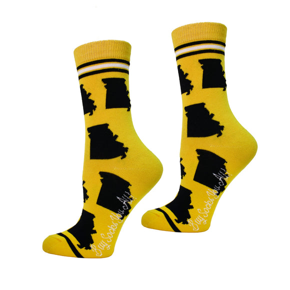 Missouri State Shapes in Black and Yellow Womens Socks