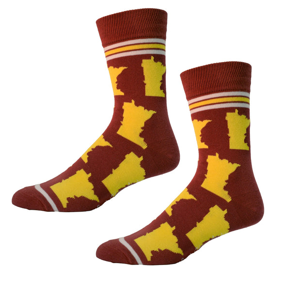 Minnesota Shapes in Maroon and Gold Mens Socks