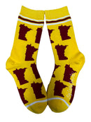 Minnesota Shapes in Maroon and Gold Womens Socks-1