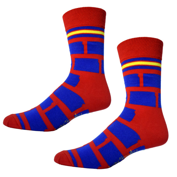 Kansas Shapes in Red and Blue Mens Socks