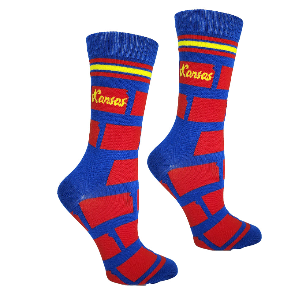 Kansas Shapes in Red and Blue Womens Socks
