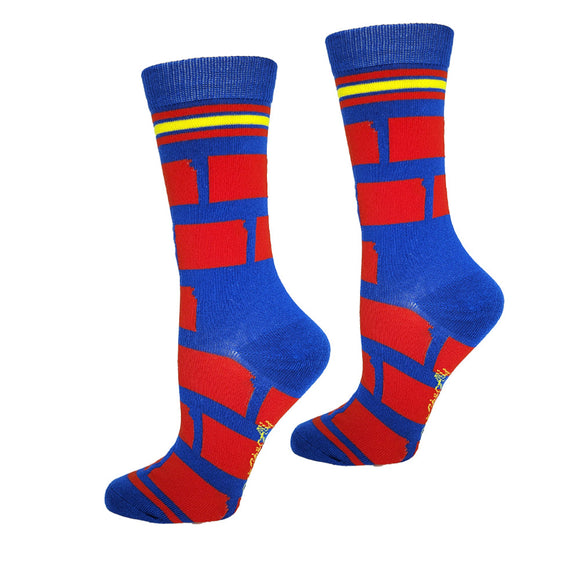 Kansas Shapes in Red and Blue Womens Socks