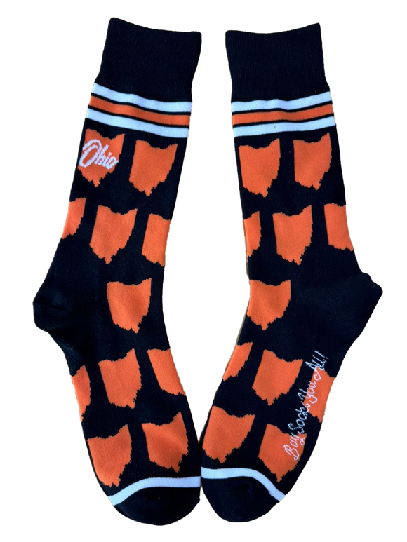 Ohio Shapes in Brown and Orange Men's Socks