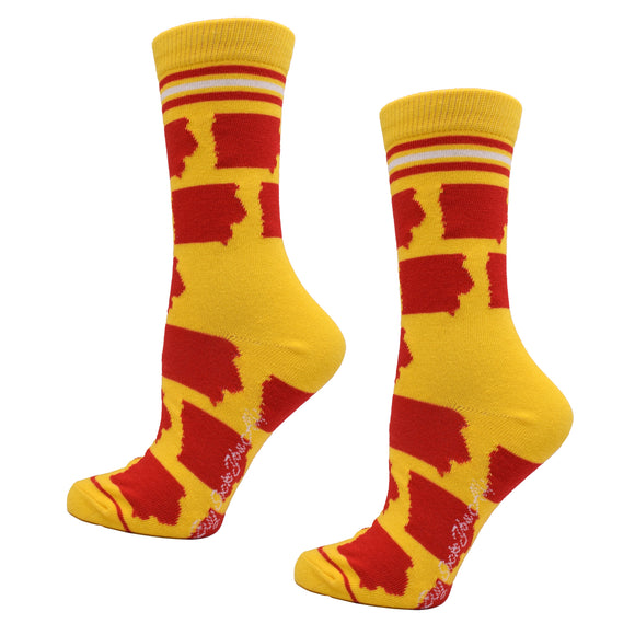 Iowa Shapes in Red and Yellow Women's Socks