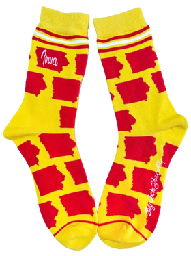 Iowa Shapes in Red and Yellow Women's Socks