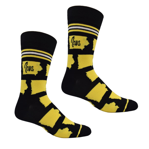 Iowa Shapes in Yellow and Black Men's Socks