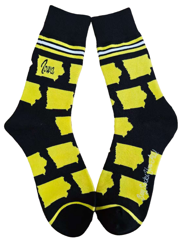 Iowa Shapes in Yellow and Black Men's Socks