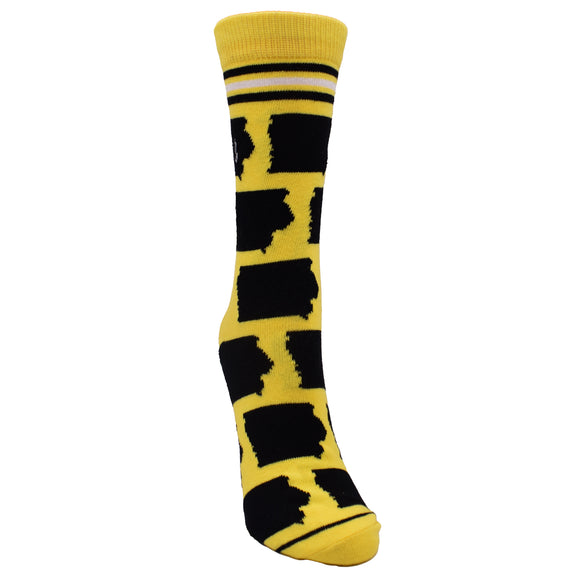 Iowa Shapes in Yellow and Black Women's Socks