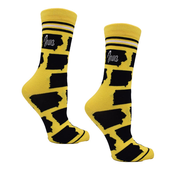 Iowa Shapes in Yellow and Black Women's Socks
