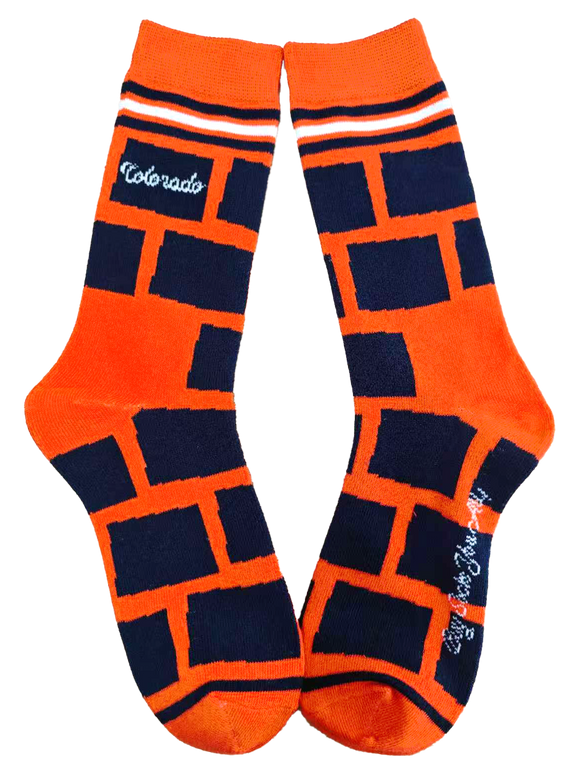 Colorado Shapes in Orange and Blue Womens Socks