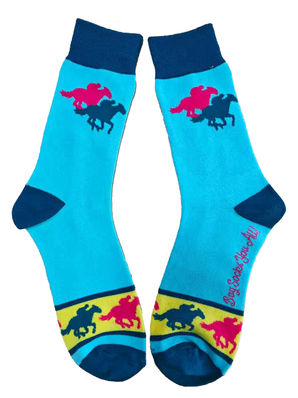 Neon Race Horses Men's Socks