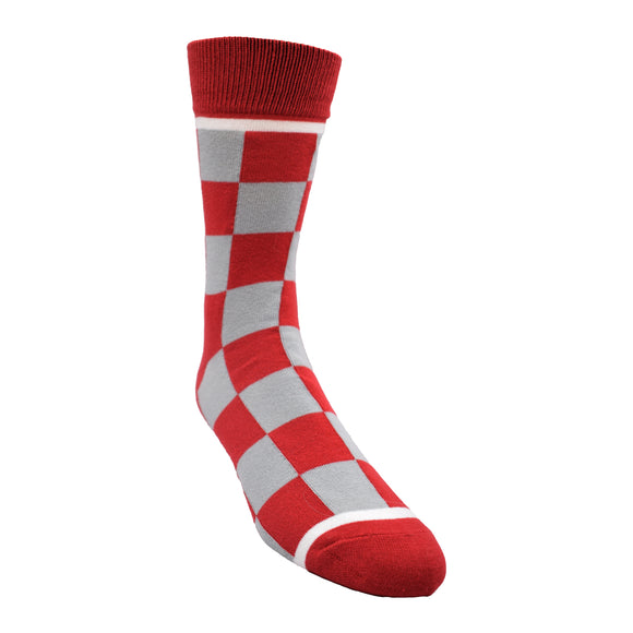 Buckeyes Red and Silver Checkerboard Men's Socks