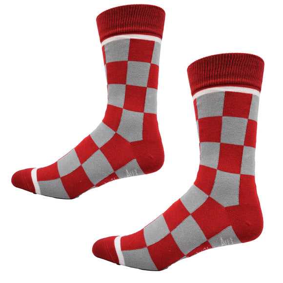 Buckeyes Red and Silver Checkerboard Men's Socks