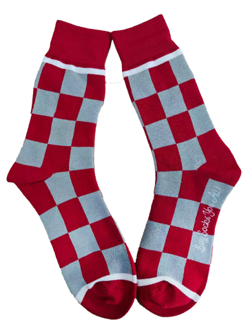 Buckeyes Red and Silver Checkerboard Men's Socks