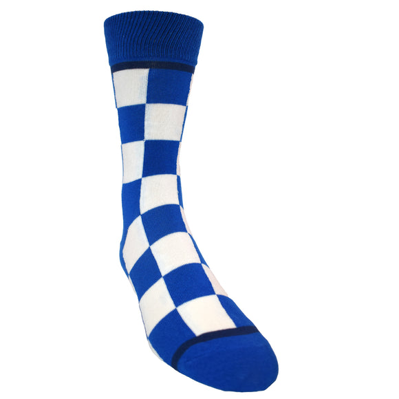 Kentucky Blue and White Checkerboard Men's Socks