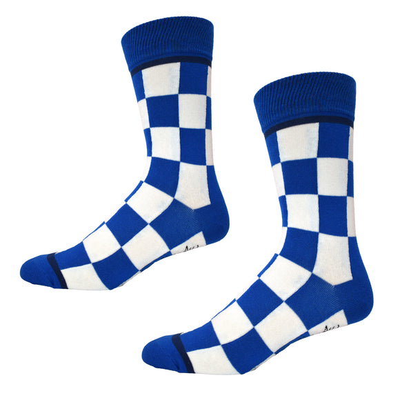 Kentucky Blue and White Checkerboard Men's Socks