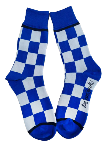 Kentucky Blue and White Checkerboard Men's Socks
