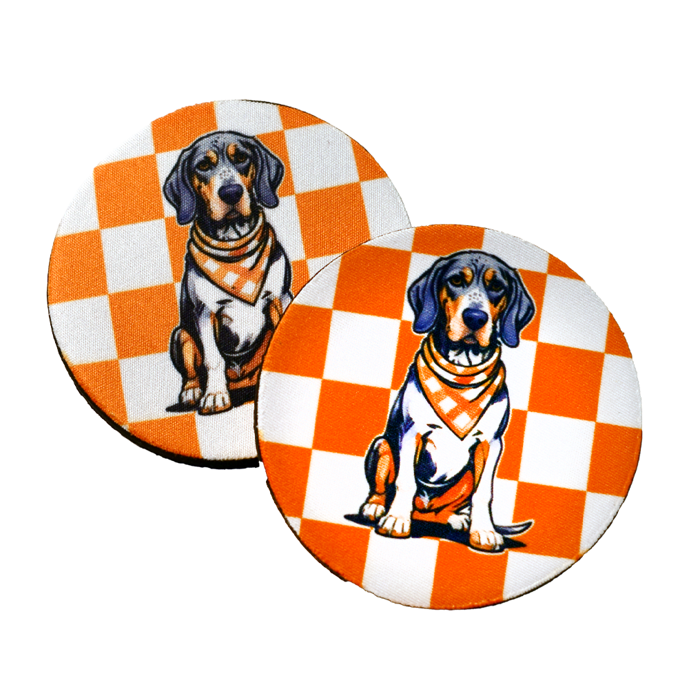 Tennessee Bluetick Coonhound Checkerboard Car Coaster