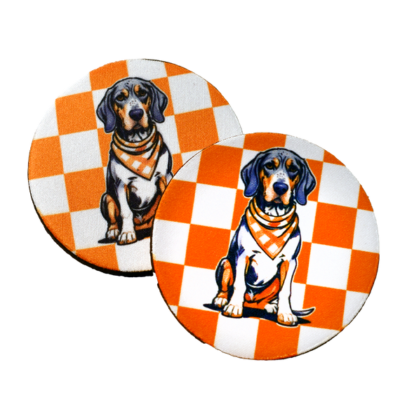 Tennessee Bluetick Coonhound Checkerboard Car Coaster