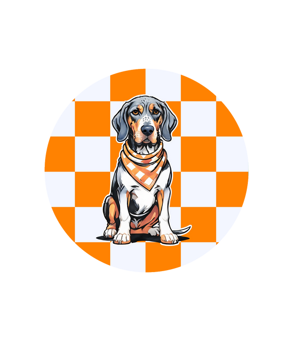 Tennessee Bluetick Coonhound Checkerboard Car Coaster
