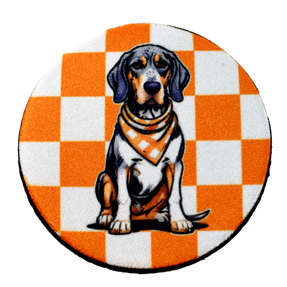 Tennessee Bluetick Coonhound Checkerboard Car Coaster