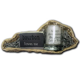 Bourbon Loves Me Sock with Always Remember Rocks Glass Gift Basket