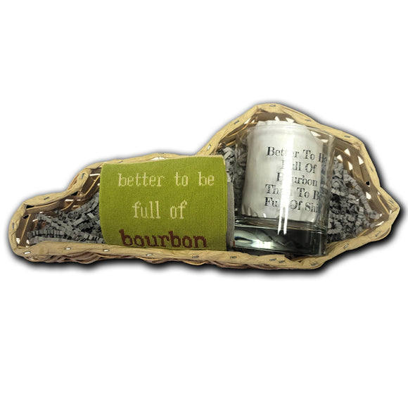 Better to Be Full of Bourbon Sock with Better to Be Full of Bourbon Rocks Glass Gift Basket