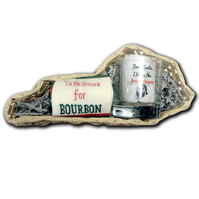 Tis the Season Sock with I Blame the Bourbon Rocks Glass Gift Basket