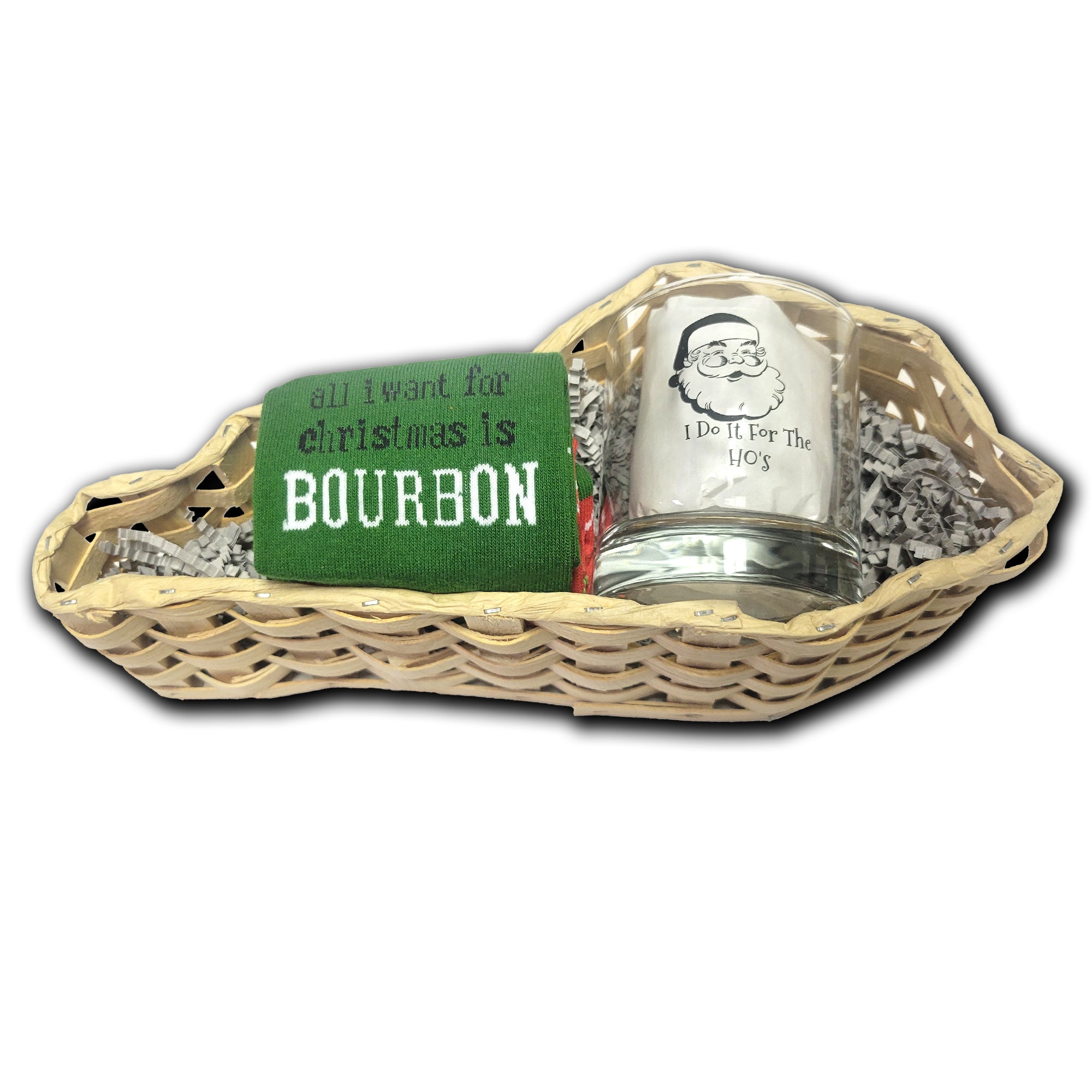 All I Want for Christmas Sock with I Do It For the Hos Rock Glass Gift Basket