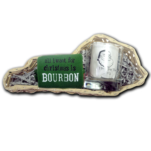 All I Want for Christmas Sock with I Do It For the Hos Rock Glass Gift Basket