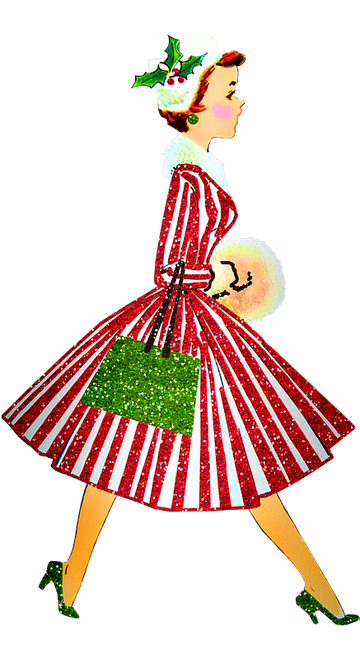 Vintage Christmas Lady Sticker