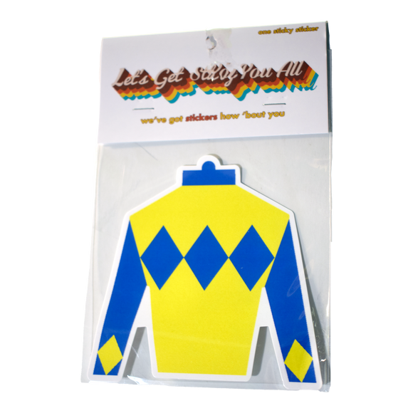 Derby Silk in Blue and Yellow Sticker