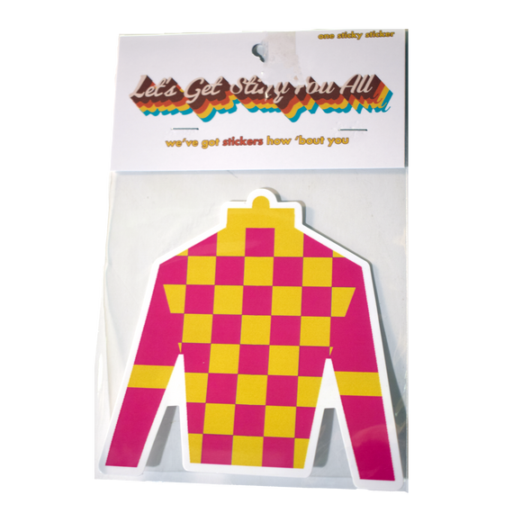 Derby SIlk in Pink and Yellow Sticker