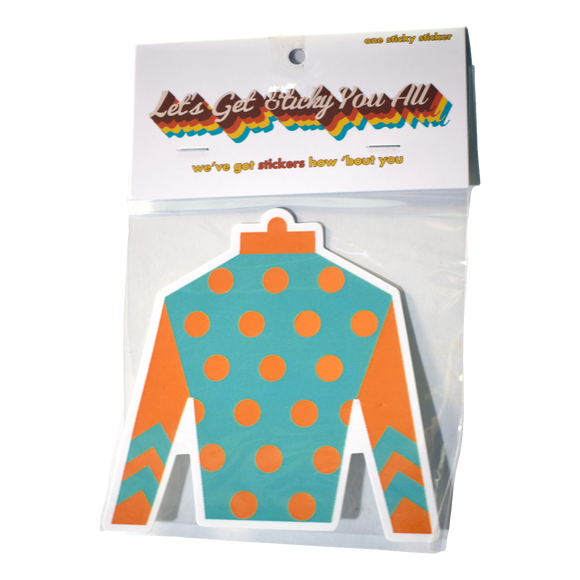 Derby Silk in Orange and Teal Sticker
