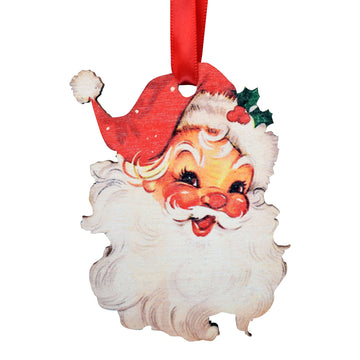 Vintage Santa Wooden Ornament