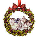 Vintage Cat in Wreath Wooden Ornament-1