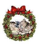 Vintage Cat in Wreath Wooden Ornament-2
