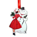 Vintage Lady with Snowman Ornament-1