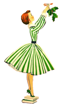 Vintage Lady Hanging Mistletoe Ornament-2