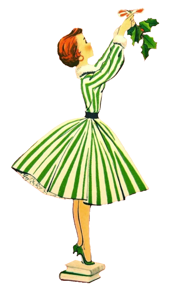 Vintage Lady Hanging Mistletoe Ornament
