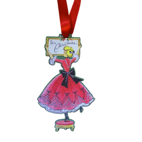 It's Christmas Vintage Lady with Sign Ornament